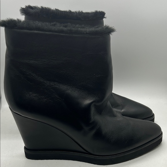 Tamara Mellon Sexy Black Leather Fur Wedge Ankle Boots Shoes **Size 39** 🌹🌹 - Picture 3 of 10